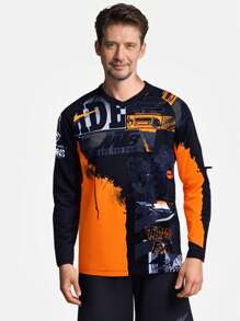 TELEYI MTB Jersey Downhill Racing T-Shirt For Cycling, Motorcycle, And Off-Road Biking, Long-Sleeve Sports Top.
