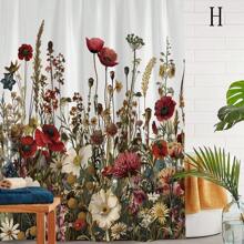 1pc Printed Waterproof Shower Curtain With 12 Plastic Hooks, Machine Washable, Bathroom Divider, Tub Curtain, Bathroom Decorative Window Curtain Back To School