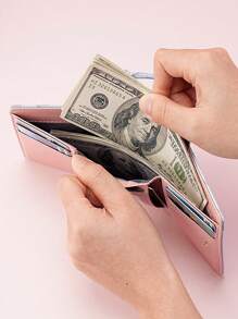 女士短款拉链三折钱包，带刺绣花卉图案，多卡位，手拿包，女士零钱包，钱包，迷你钱包，钱包，小钱包 - 藍色 - 查看 6