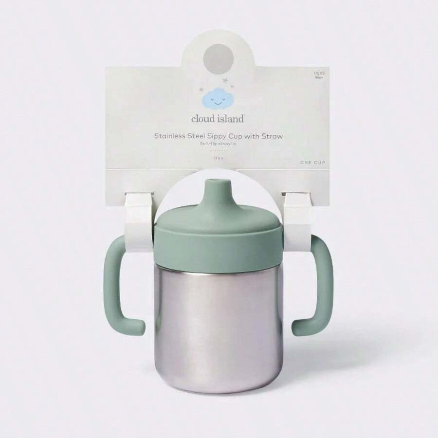 8oz Stainless Steel Sippy Cup - Green - Cloud Island ™ - 1 - View 1