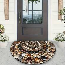 Colorful Pebble & Floral Welcome Mat - Non-Slip, Easy Clean, Semi-Round Door Mat For Indoor/Outdoor Use - Perfect For Entryway, Kitchen, Bathroom, Patio, Balcony Decor Home Bathroom Decor Bath Rug Floor Carpet Outdoor Rug Door Mat Fall Decor Bathroom Accessories Back To School Entryway Decor - Multicolor - View 5