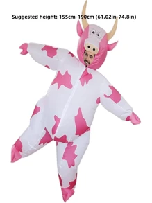 Inflatable Cow Costume, Universal Design Unisex Adult Party Outfit For Halloween - Multicolor - View 7