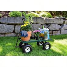 GOR400-COM Steel Garden Cart, Steel Mesh Removable Sides, 3 Cu Ft, 400 Lb Capacity - Green - View 4