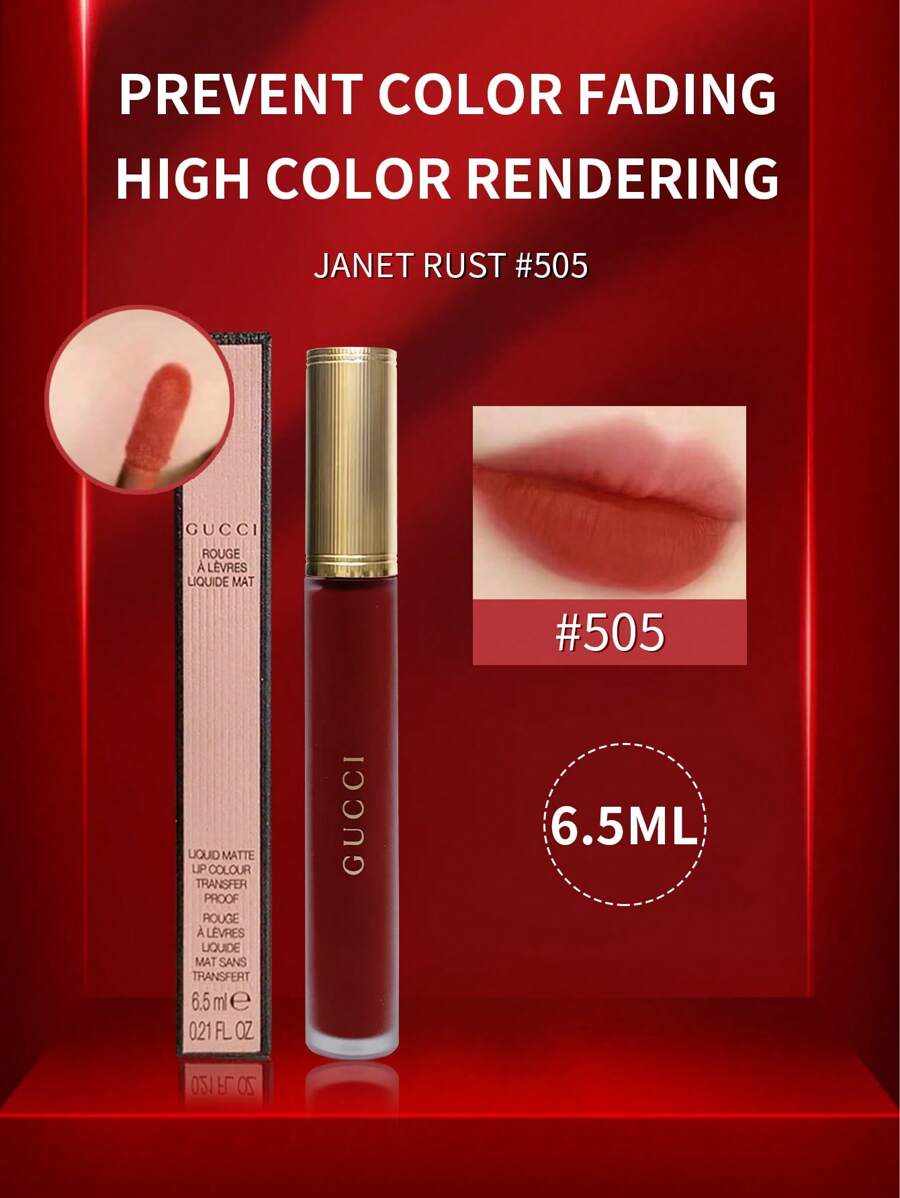 Gucci 液体唇膏 505 Janet Rust Color 6.5ml/0.21 盎司,高显色度、持久哑光唇膏,丝绒质感 | 舒适轻盈的配方,不会使双唇干燥 | 一次涂抹即可呈现浓郁浓郁的色彩 | 顺滑易用,打造精准轮廓分明的双唇 | 适合日夜使用、特殊场合和日常魅力 | 打造大胆精致的妆容 - Janet Rust 505 - 查看 1