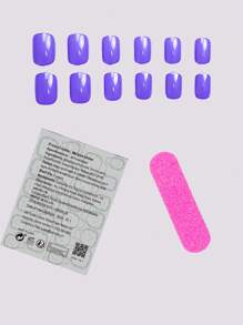 Transform Your Nails With 24Pcs Medium Square Shape Press-On Fake Gel Nails Simple High-Level Sense Of Iris Purple Solid Color Fake Nails Funky Retro Witch Mystic Vine Purple Solid Color Full Coverage Fake Nail Tips For Women And Girls Includes 1Sheet Adhesive Tabs & 1Pc Mini Strip Jelly Gel Random Shipment Nail Supplies Nails