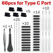 66 件通用除尘清洁工具套件 - 包括手机充电端口清洁器、智能手机扬声器盖、键盘和笔记本电脑除尘器 - 适用于智能手机、耳塞 - 适合任何场合的礼物、笔记本电脑清洁配件 | 时尚清洁工具 | 塑料清洁刷、手机配件 - 彩色 - 查看 10
