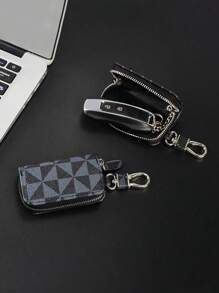 Estuche para llaves de hombre de negocios, soporte compacto y de moda de PU con estampado floral para llavero, monedero, billetera mini para hombre