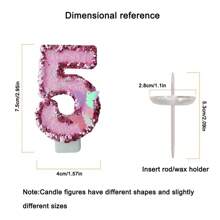 1 pieza Vela digital de cumpleaños decorada con mariposas brillantes de color rosa, decoración de pastel horneado adecuada para fiesta de cumpleaños, aniversario, celebración creativa y suministros de decoración de fiestas - Rosa - Ver 3