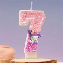 Sanrio 1 Stück Sanrio Comic Hello Kitty Geburtstagkerze, katzenförmige Zahlenkerze, Rosa, mädchenhafte Kuchendekoration Kerze, bezaubernde und süße herzförmige romantische Dinner Kerze, Valentinstag Kuchendekoration, Hochzeit