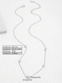 1pc 925 Silver Elegant Personal Single Zirconia Stone Necklace Chain, Suitable For Daily Wear