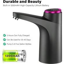 Dispensador de agua automático, bomba de agua eléctrica con controles de botón, carga USB, dispensador de agua para cocina, oficina y exterior, extractor de vin - Negro - Ver 6