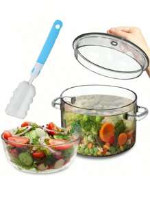 High Borosilicate Glass Stew Pot Soup Pot, High Temperature Resistant, Open Flame Heating Stew Pot Soup Pot With Bowl Brush. - Transparent - View 3
