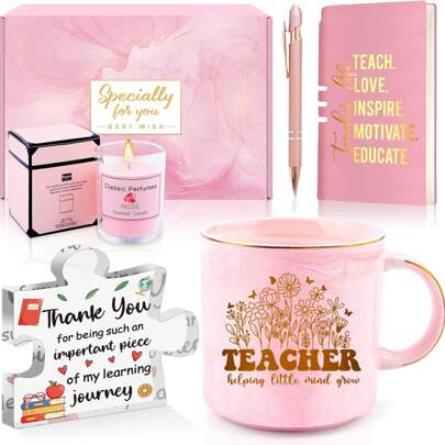 Teacher Appreciation Gifts For Women, Thank You Gifts For Teachers From Students 5pcs Best Retirement End Of Year Gift Funny Mothers Day Birthday Mug Acrylic Sign Back To School Teacher Gift