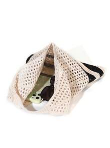 1pc Beige Original Design Medium Woven Bag For Women, Fashion Beach Bag, Hollow Mesh Tote Bag, Shopping Bag, Suitable For Daily Use, Dates, Gifts For Graduates, Teenagers, College Students, Holidays, Beach, Shoulder Bag, Crossbody Bag, Large Capacity Handheld Bag - Beige - View 7