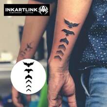 INKARTLINK 革命性技术纹身，海鸥和草本汁设计，纹身，15 天纹身，半永久纹身，逼真的假纹身持续 1-2 周 - 黑色 - 查看 3