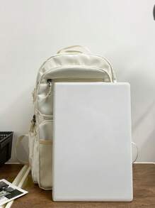 Large Capacity Backpack For Students, School Bag For Boys And Girls, High School And College Laptop Backpack, New Travel Rucksack For Men And Women - White - View 3