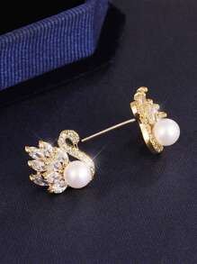2pcs Elegant Swan Design Stud Earrings, Suitable For Women Everyday Wear