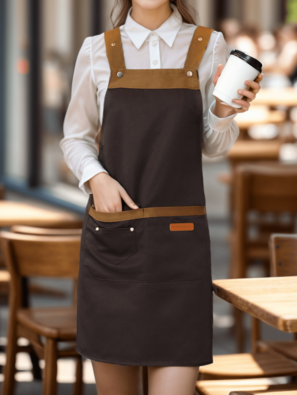 1pc Adjustable Unisex Apron With Pockets, Waterproof And Oil-Resistant, Suitable For Kitchen, Cafe, Restaurant, Cooking, Baking And BBQ