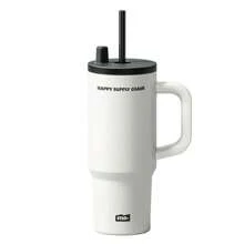 [Sidagar] 24oz  Leak-Proof Cup Lid,Non-Slip Noise Reduction Pad At The Bottom,StainlessSteel Cup,Portable Watertight Straw Mouth,Wide Mouth And Narrow Bottom For Easy Cleaning And CarLoading - SG-白色 - 查看 1