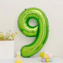 1pc 32-Inch Lime Green Mylar Number Balloon, Suitable For Spring, Birthday, Anniversary Party Decoration