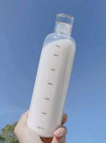 1pc Plastic Water Bottle, Sports Water Bottle With Time Scale, Portable Transparent Plastic Water Bottle For Outdoor Sports, Gym, Office, Travel, Motivational Water Bottle - Square Fashionable Design, Suitable For Students/Adults