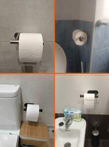 1 pieza Soporte de papel higiénico montado en la pared de acero inoxidable con instalación sin taladro