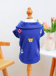 1pc Pet Clothes Polo Shirt For Small Dogs & Cats, Bentley Bear Design, Casual & Fashionable, Suitable For Puppy & Small Breed, Comfortable