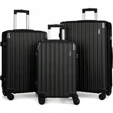 Large Suitcase Hard Shell | Aluminum Telescopic Handle | TSA 3 Digit Combination Lock | 4 Dual Spinner Wheels | Lightweight Suitcase Large. (Black, Large 28") - Black - View 7