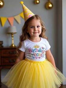 Geburtstags Prinzessin "Happy Birthday Girl" Kurzarm T-Shirt, Mädchen Sommerkleidung, Kinderkleidung