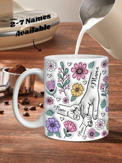 1pc Custom Name Mug For Mother's Day, Personalized Name Coffee Mug, Personalized Flower Mug, Personalized Text Anniversary Mug, Housewarming Gifts, Valentine's Gift, Anniversary Gift, Mother's Day Gift, Ideal Gift For Mom, Unique Gift For Wife, Perfect Gift For Mother, Personalized Gift For Her,Multi-Functional, Anti-Mold,Ornamental,Reusable,No-Iron,Exquisite,Stylish,High-Quality,Colorful,Modern,Custom,Personalized,Unique,Ideal Gifts For Him,Ideal Gifts For Her,Boyfriend,Dad,Girlfriend,Mom,Family,Friends,Tea Room,Home,Garden,Office,For Anniversaries,For Valentine's Day,For Mother's Day,For Birthdays,For Father's Day,For Graduation,For Weddings,For Housewarming,Customized Mugs