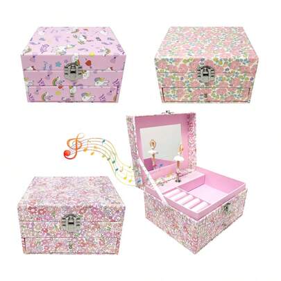 1/2pcs Rotating Ballerina Music Box Jewelry Box, Cute Pink Pony Jewelry Storage Box With Drawer, Suitable For Jewelry, Small Items, Wedding, Birthday, Surprise Gift, Daily Use