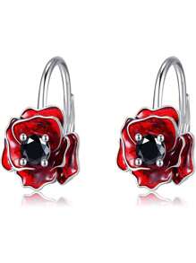 18K 镀金 S925 纯银珐琅花卉耳环，适合日常佩戴、夏季度假珠宝、女朋友、妻子、母亲生日、周年纪念礼物