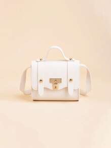 1个女孩时尚百搭单肩斜挎包，夏季流行小方包 - 白色 - 查看 9