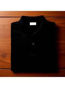 Baby Blue Piquet Polo Neck T-Shirt For Men - 黑色 - 查看 1