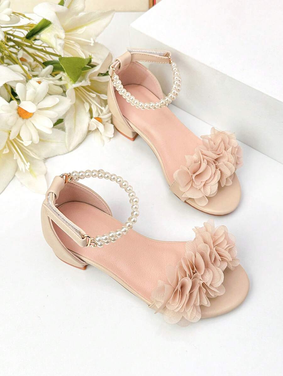 Summer High Heel Pearl Sandals, Girls High Heel Dance Shoes, Student Performance Daily Activity Sandals, Wedding Shoes