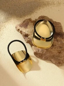 2 件优雅不对称几何发绳发饰，高弹力优质发带，女士时尚通勤发饰