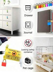 1pc Zinc Alloy Lock Luggage Padlock Hardware Accessories Lock Travel Accessories, Backpack, Gym Locker Lock, Suitcase Lock, Classroom Matching Game And More, Suitcase Locks With Keys, Metal Padlocks Luggage Padlocks, Multicolor Mini Small Padlock Keyed Padlock For School Gym