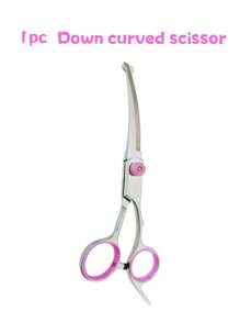 Professional Pet Grooming Scissors Set - Straight Shears, Thinning Shears, Curved Shears, Steel Comb, Suitable For Pet Hair Trimming And Brushing, Pink Grooming Kit