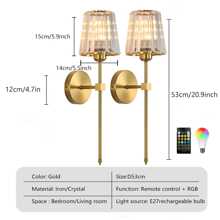 Battery Operated Crystal Wall Sconces 1/2 Gold Wireless Wall Sconce With USB Rechargeable LED Light Bulbs 12 Colors Dimmable Crystal Wall Lamp With Remote For Bedroom Living Room, Bulbs Included Without Light Bulb Vintage Wall Sconce Rechargeable Wall Sconce Stick On Sconces Wall Lighting