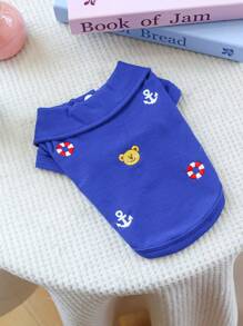1pc Pet Clothes Polo Shirt For Small Dogs & Cats, Bentley Bear Design, Casual & Fashionable, Suitable For Puppy & Small Breed, Comfortable