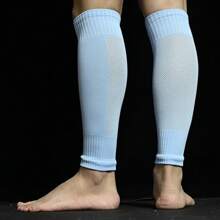 1 Coppia di protezioni per gambe da calcio professionali ad alta elasticità, design a singolo strato con tasche e fori di aerazione in rete traspirante