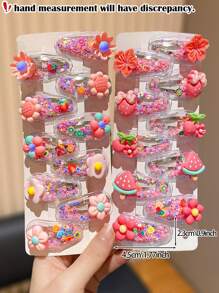 10/20pcs Colorful Fruit & Floral Hair Clips, Great Gift For Teens, Suitable For Everyday Wear All Seasons