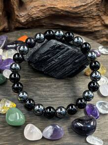 8mm Hematite Obsidian Powerful Protection Bracelet, Grounding, Absorb Negative Energy Bracelet For Men And Women Yoga Jewelry Parts Gifts And Birthday Gifts - Multicolor - View 9