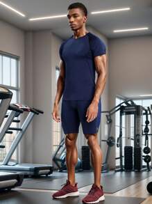 5pcs/Set Men's Compression Elastic Sports Short Sleeved T-Shirt, Quick-Drying Moisture-Wicking Breathable Underwear, Suitable For Basketball Training, Running, Cycling - 黑+白+灰+綠+藏青 - 查看 4
