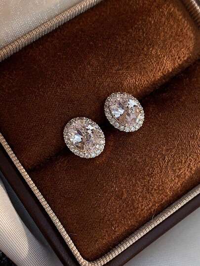 ESBERRY 1 par de pendientes de plata de ley 925 con diseño clásico romántico cuadrado, joyas finas para mujer, regalo de promesa, joyería fina para niñas, decoración para bodas y fiestas