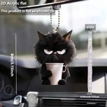 Colgante de gato de acrílico de 8 cm - Perfecto para el coche, la mochila y la decoración del hogar | Regalo ideal para Pascua o el Día de la Madre - Negro - Ver 8