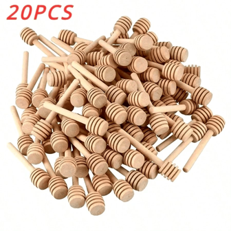100/50/20/10 piezas Cuchara de madera para revolver miel, palito de madera maciza para miel, revolvedor de miel de palo largo, mezclador de mermelada, palillo para revolver leche, café y té, mango para revolver, cuchara para tarros, palillo de madera práctico para revolver, utensilios de cocina, artículos escolares