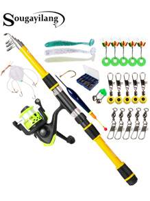 SOUGAYILANG Basic/Lightweight And Portable Complete Fishing Rod Kit – Telescopic 1.8M/5.9FT Rod, Spinning Reel & Accessories – Ideal For Beginner & Pro Anglers - Multicolor - View 13