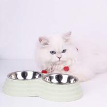 1 pièce Bol double en acier inoxydable Cadeau pour amateurs de chats/chiens et amoureux des chats/chiens. Bol d'eau et de nourriture pour animaux de compagnie antidérapant. Base antidérapante pour l'alimentation intérieure et extérieure. Bols intérieurs amovibles.