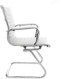 Silla Oficina Escritorio Ergonomica Minimalista Moderna Base Metal Trineo Soporte Lumbar Comoda Duradera (Blanco)